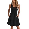 AUSELILY Women Summer Dress Sleeveless Tank Button Down Dresses