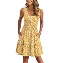 AUSELILY Women Summer Dress Sleeveless Tank Button Down Dresses