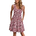 AUSELILY Women Summer Dress Sleeveless Tank Button Down Dresses