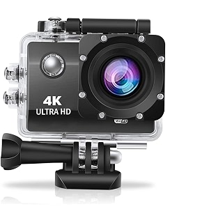 ausha 4k 30fps action camera with 170 degree wide angle 16 mp image resolution cmos sensor wifi 30m water resistant