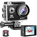 AUSHA UltraHD 4K Action Camera | Waterproof, WiFi, EIS | 170° Wide-Angle Lens | 24MP Photos | 4k @ 60fps Video| Vlogging, Motovlogging, Sports, YouTube,Bike &amp; Helmet Camera
