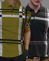 AUSK Checkered Men Polo Neck Black Dark