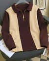 AUSK Colorblock Men Polo Neck Brown Beige