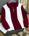 AUSK Colorblock Men Polo Neck Maroon White