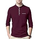 AUSK Men's Cotton Henley Neck Full Sleeve Solid Regular Fit T-Shirt
