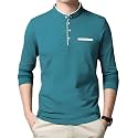 AUSK Men's Cotton Henley Neck Full Sleeve Solid Regular Fit T-Shirt