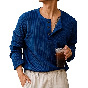 AUSK Mens Textured Henley T-Shirt Full