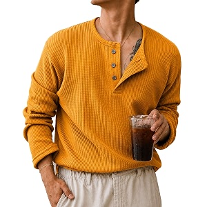 AUSK Mens Textured Henley T-Shirt Full