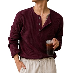 AUSK Mens Textured Henley T-Shirt Full