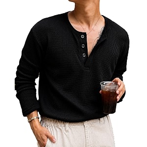 AUSK Mens Textured Henley T-Shirt Full