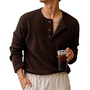 AUSK Mens Textured Henley T-Shirt Full