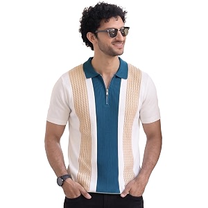 AUSK Mens Zip Collar Polo Tshirt