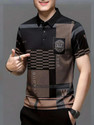AUSK Men Checkered Polo Neck Cotton Blend