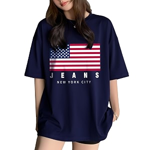 AUSK Oversized Front Printed Loose Fit T-Shirt