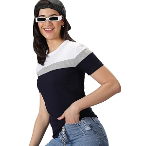 ausk women tregular fit shirt with round neck half sleeves