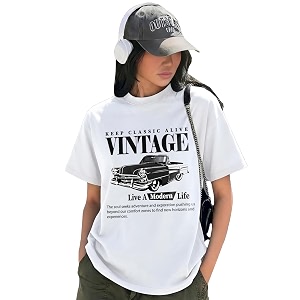 ausk womens loose fit printed t-shirts  drop shoulder oversized t shirt for women