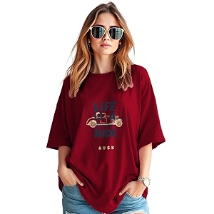 AUSK Womens Oversized T-Shirts Oversize Printed
