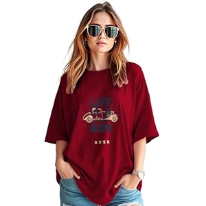 AUSK Womens Oversized T-Shirts Oversize Printed