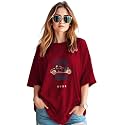 AUSK Womens Oversized T-Shirts Oversize Printed