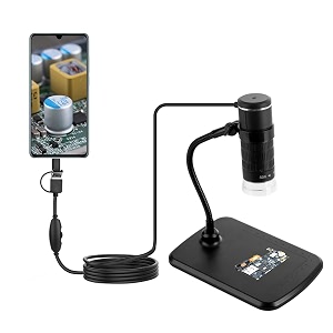 auslese 3 in 1 type-cmicrousb digital microscope 50x to 1000x magnification with smart touch to take photoflexible stand 8 adjustable inbuilt and two separate led lights for pcb