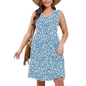 AusLook Plus Size Women Summer Dresses Sleeveless