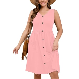 AusLook Plus Size Women Summer Dresses Sleeveless