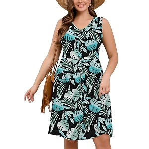 AusLook Plus Size Women Summer Dresses Sleeveless