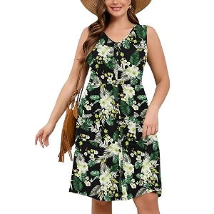AusLook Plus Size Women Summer Dresses Sleeveless