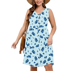AusLook Plus Size Women Summer Dresses Sleeveless