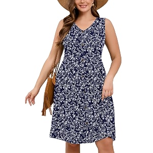 AusLook Plus Size Women Summer Dresses Sleeveless