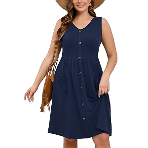 AusLook Plus Size Women Summer Dresses Sleeveless