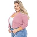 AusLook Women's Plus Size Shrug 3/4 Sleeve Lightweight Open Front Knit Cropped Bolero Cardigan Sweater 1X-5X