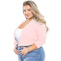 AusLook Women's Plus Size Shrug 3/4 Sleeve Lightweight Open Front Knit Cropped Bolero Cardigan Sweater 1X-5X
