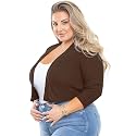 AusLook Women's Plus Size Shrug 3/4 Sleeve Lightweight Open Front Knit Cropped Bolero Cardigan Sweater 1X-5X