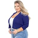 AusLook Women's Plus Size Shrug 3/4 Sleeve Lightweight Open Front Knit Cropped Bolero Cardigan Sweater 1X-5X