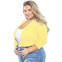 AusLook Women's Plus Size Shrug 3/4 Sleeve Lightweight Open Front Knit Cropped Bolero Cardigan Sweater 1X-5X