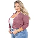 AusLook Women's Plus Size Shrug 3/4 Sleeve Lightweight Open Front Knit Cropped Bolero Cardigan Sweater 1X-5X