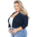 AusLook Women's Plus Size Shrug 3/4 Sleeve Lightweight Open Front Knit Cropped Bolero Cardigan Sweater 1X-5X