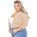 AusLook Women's Plus Size Shrug 3/4 Sleeve Lightweight Open Front Knit Cropped Bolero Cardigan Sweater 1X-5X
