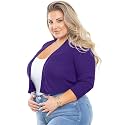 AusLook Women's Plus Size Shrug 3/4 Sleeve Lightweight Open Front Knit Cropped Bolero Cardigan Sweater 1X-5X