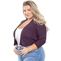 AusLook Women's Plus Size Shrug 3/4 Sleeve Lightweight Open Front Knit Cropped Bolero Cardigan Sweater 1X-5X