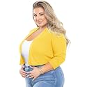 AusLook Women's Plus Size Shrug 3/4 Sleeve Lightweight Open Front Knit Cropped Bolero Cardigan Sweater 1X-5X
