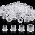 Autdor 300Pcs Mixed Tattoo Ink Caps with Base #11mm Small #14mm Medium #17mm Large, Clear Disposable Ink Cups for Permanent Makeup, Spill-Proof Pigment Container Caps Tattoo Supplies