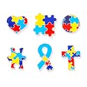 Autism Awareness Pins 6 Pcs Puzzle Ribbon Heart Cross Brooch Clothes Decor Fashion Accessories Gifts