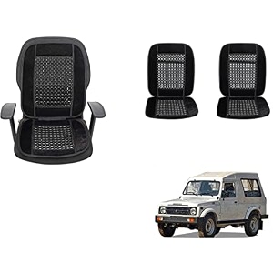 auto beast beaded plush velvet car seat cover cushion for car acupressure massage comfort marble bead cushion compatible with maruti suzuki gypsy velvet cushion1 pack_black