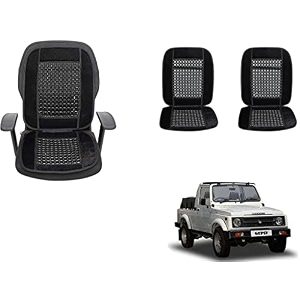 auto beast beaded plush velvet car seat cover cushion for car acupressure massage comfort marble bead cushion compatible with maruti suzuki gypsy mg410 velvet cushion1 pack_black