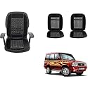 Auto Beast Beaded Plush Velvet Car Seat Cover Cushion for Car Acupressure Massage Comfort Marble Bead Cushion Compatible with Tata Sumo| Velvet Cushion(1 Pack_Black)