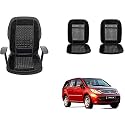 Auto Beast Beaded Plush Velvet Car Seat Cover Cushion for Car Acupressure Massage Comfort Marble Bead Cushion Compatible with Tata Aria| Velvet Cushion(1 Pack_Black)