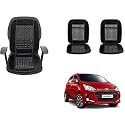Auto Beast Beaded Plush Velvet Car Seat Cover Cushion for Car Acupressure Massage Comfort Marble Bead Cushion Compatible with I10 Grand 2017| Velvet Cushion(1 Pack_Black)