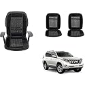 Auto Beast Beaded Plush Velvet Car Seat Cover Cushion for Car Acupressure Massage Comfort Marble Bead Cushion Compatible with Toyota Land Cruiser Prado| Velvet Cushion(1 Pack_Black)